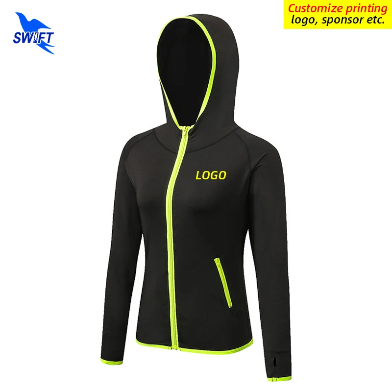 Customize LOGO Women Hoodies Zip Up Running Jacket Quick Dry Long Sleeve Sports Gym Sweatshirt Yoga Fitness Zipper Outwear Tops