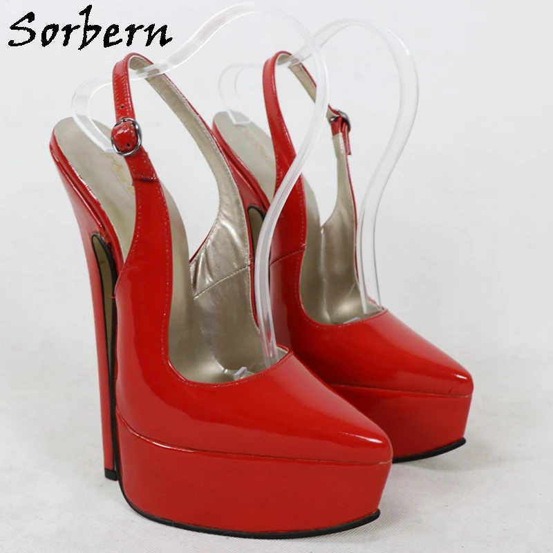 Sorbern Purple Patent Slingback Women Pump Shoes 20Cm High Heel Platform Pointy Toes Slip On Summer Style Shoe Custom 18Cm Heels