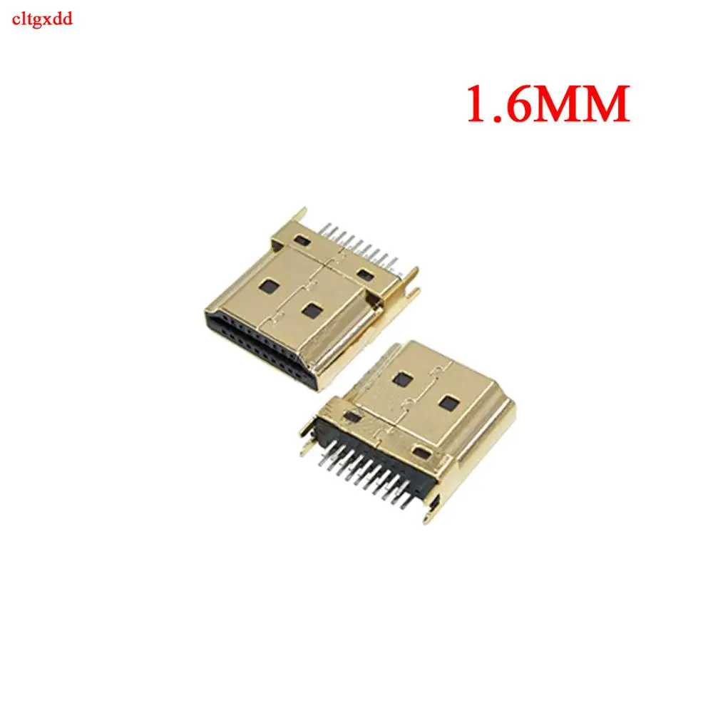 cltgxdd 10piece  HDMI-compatible Male Jack/plug connector 19PIN 19P 1.6MM 180 Degree Gold-Plated hd 19 PIN