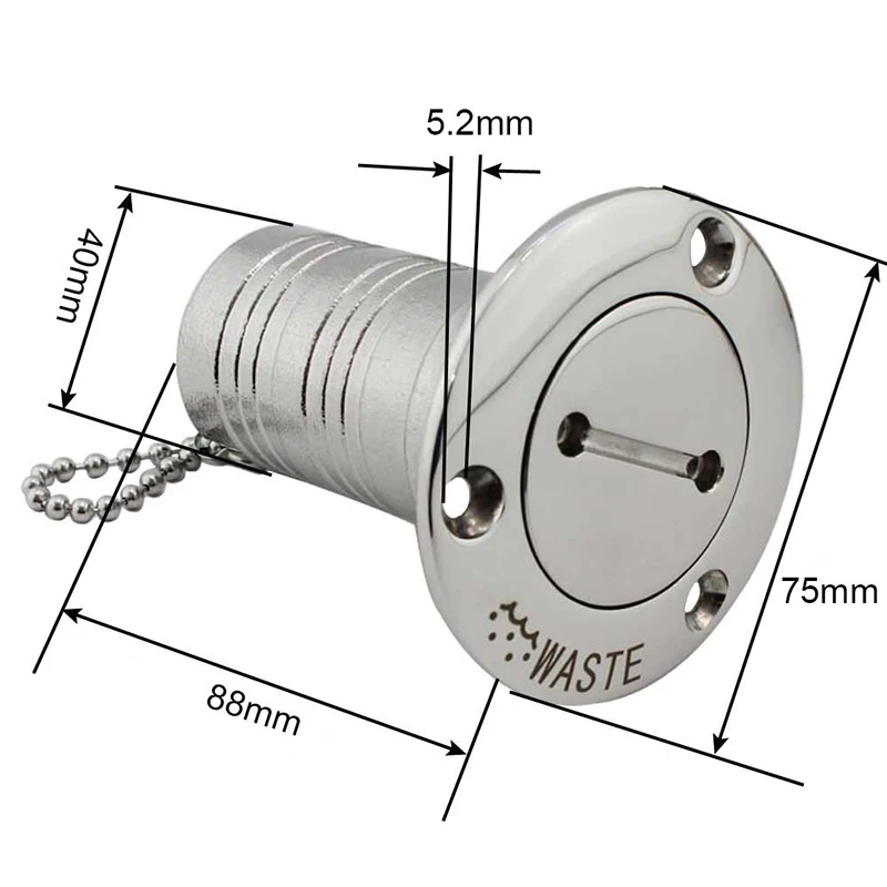 Marine Boat Hardware Deck Filler 38/50 mm 316 Edelstahl Schlüsselkappenfüller Wasserabfall Diesel Gas Kraftstoff Deckfüller 1,5" und 2" – Detail 2