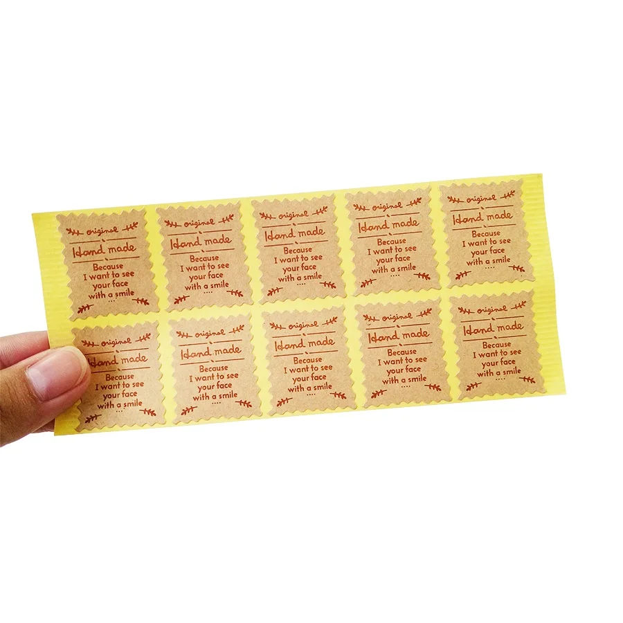 100 Pcs/lot Original Handmade Sealing Sticker Vintage kraft Stickers DIY Hand Made For Gift Cake Baking packaging Label