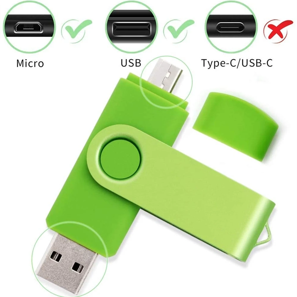 360° Rotate Colorful OTG USB Flash drive cle 128GB Smart Phone pen drive 4GB 8GB 16GB 32GB 64GB micro memory storage U disk Gift