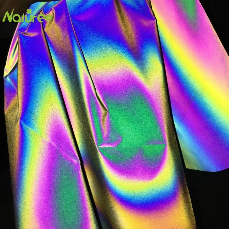50cm*140cm Reflective Fabric Cloth Material Sewing Bright Retro Reflective Magic Gradient Color DIY Fabric