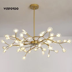 2024 Modern Firefly LED Chandelier Light Tree Branch Pendant Lamp Decorative Hanging Lamp For Home (Glass Lampshde -NOT PLASTIC)