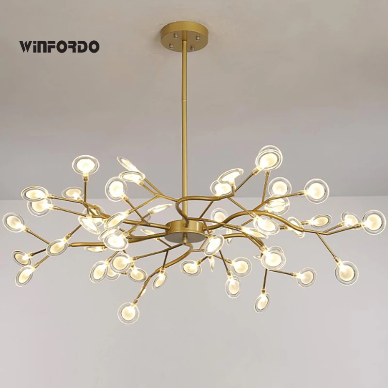 Imagem -05 - Winfordo-firefly Led Chandelier Light Tree Branch Pendant Lamp Lâmpada Decorativa Pendurada para Casa Abajur de Vidro Não Plástico