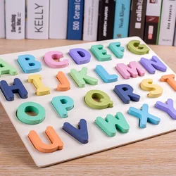Jouets préscolaires en bois pour bébé, chiffres, lettres, forme de l'alphabet, éveil, éducation nitive, planche de saisie 3D, puzzle
