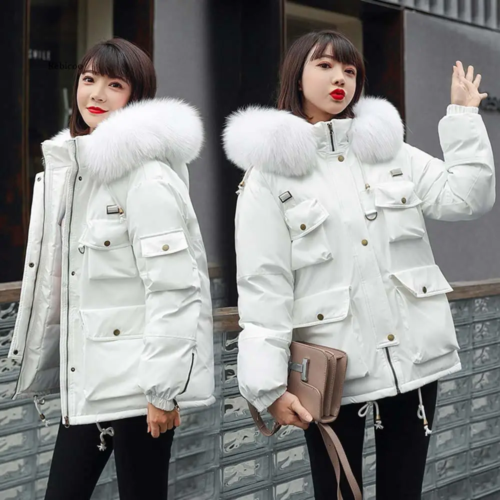 

Fashion Faux Fur Collar Winter Jacket Women Military Warm Thick Short Hooded Parkas Coat New Winter Coat Women