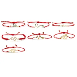 Multicolored Cubic Zirconia Stones Delicate Snake Charm Bracelet Women Cute Copper Serpent Punk Red Rope Handmade Jewelry Gift
