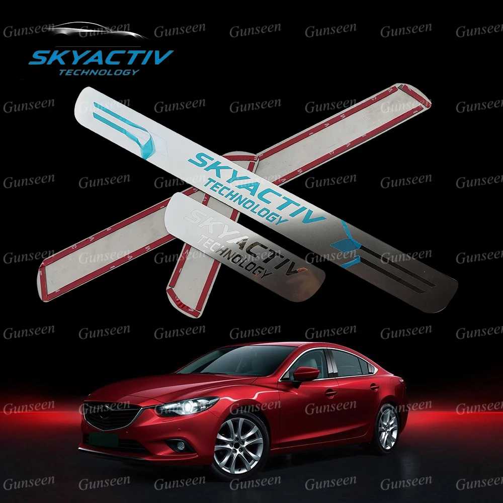 For Mazda Door Sill Protector Accessories 2 3 6 CX30 CX5 CX9 CX8 Car Threshold Scuff Plate Steel Pedal Trim Sticker Styling