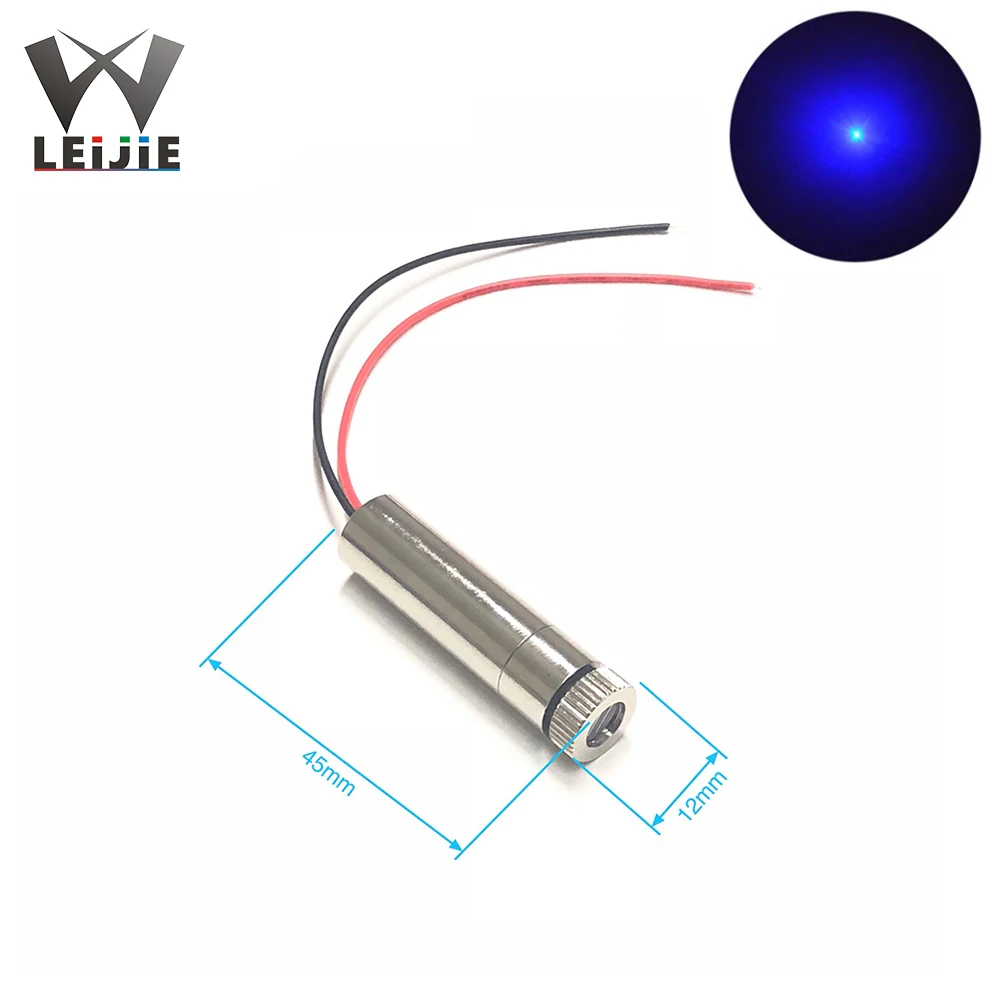 DOT/Linea/Cross 450nm 100mW Focusable 12*45mm 3.7V-5V Blu Puro modulo Laser regolabile 12 millimetri LED Modulo LD