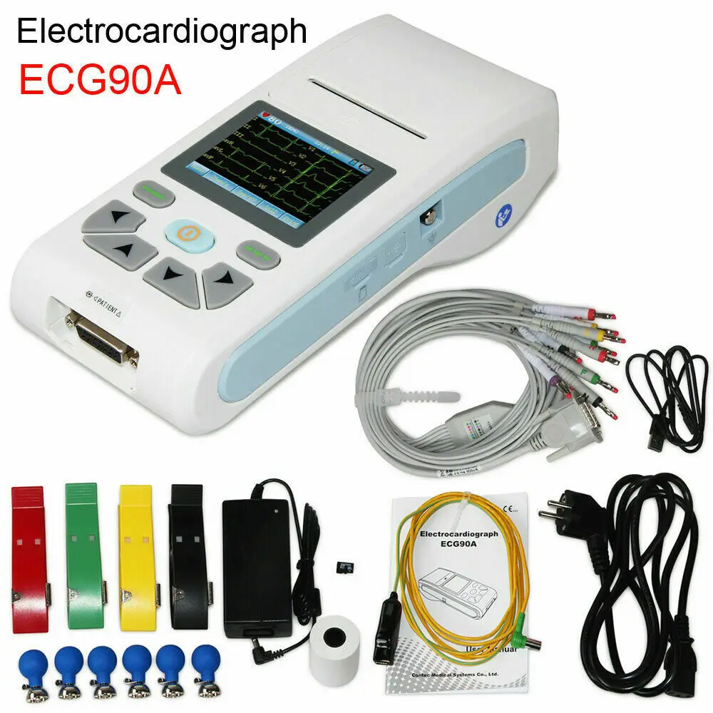 CONTEC ECG90A Portable Hand-held 12 Channel  3/6/12-lead Touch Screen ECG EKG machine Software