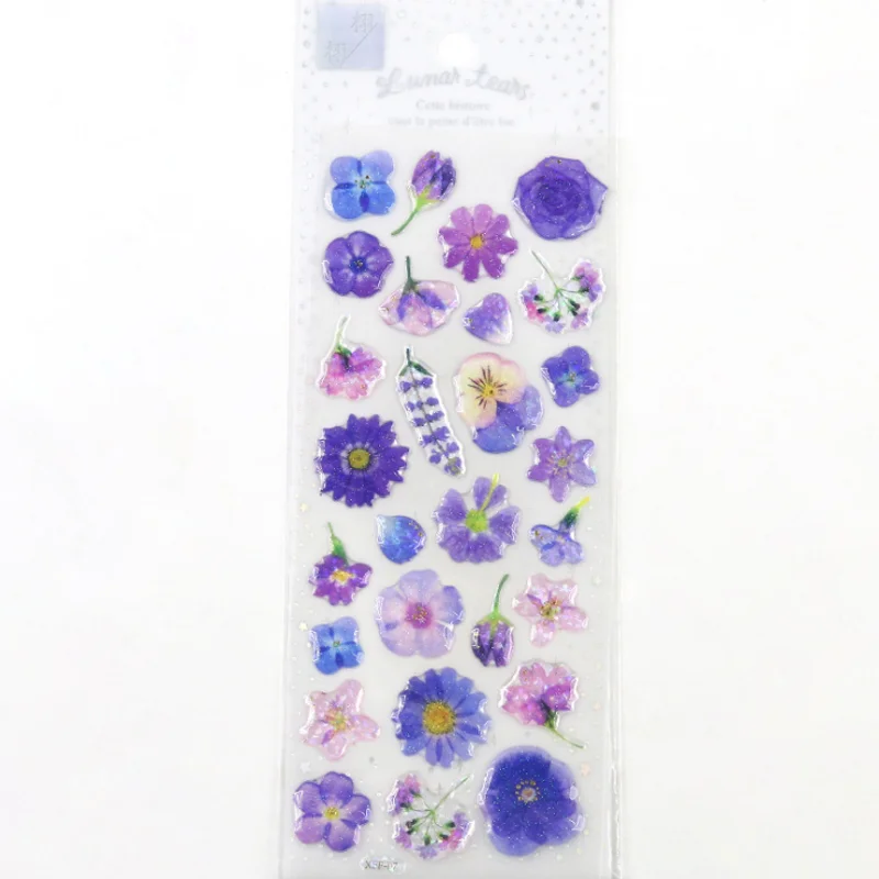 

1 Sheet Kawaii Flower Crystal DIY Stickers Decorative Scrapbooking Stick Label Office School Supplies Stationery