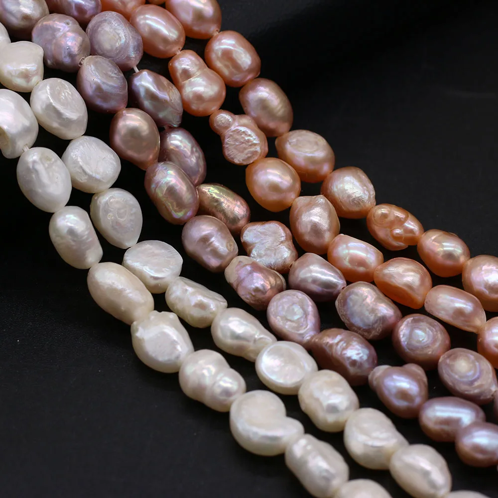 

Natural Freshwater White Orange Pearls Punch Beads Vertical Perforated Beads 36 cm Strand 8-9mm For Jewelry Making Necklace