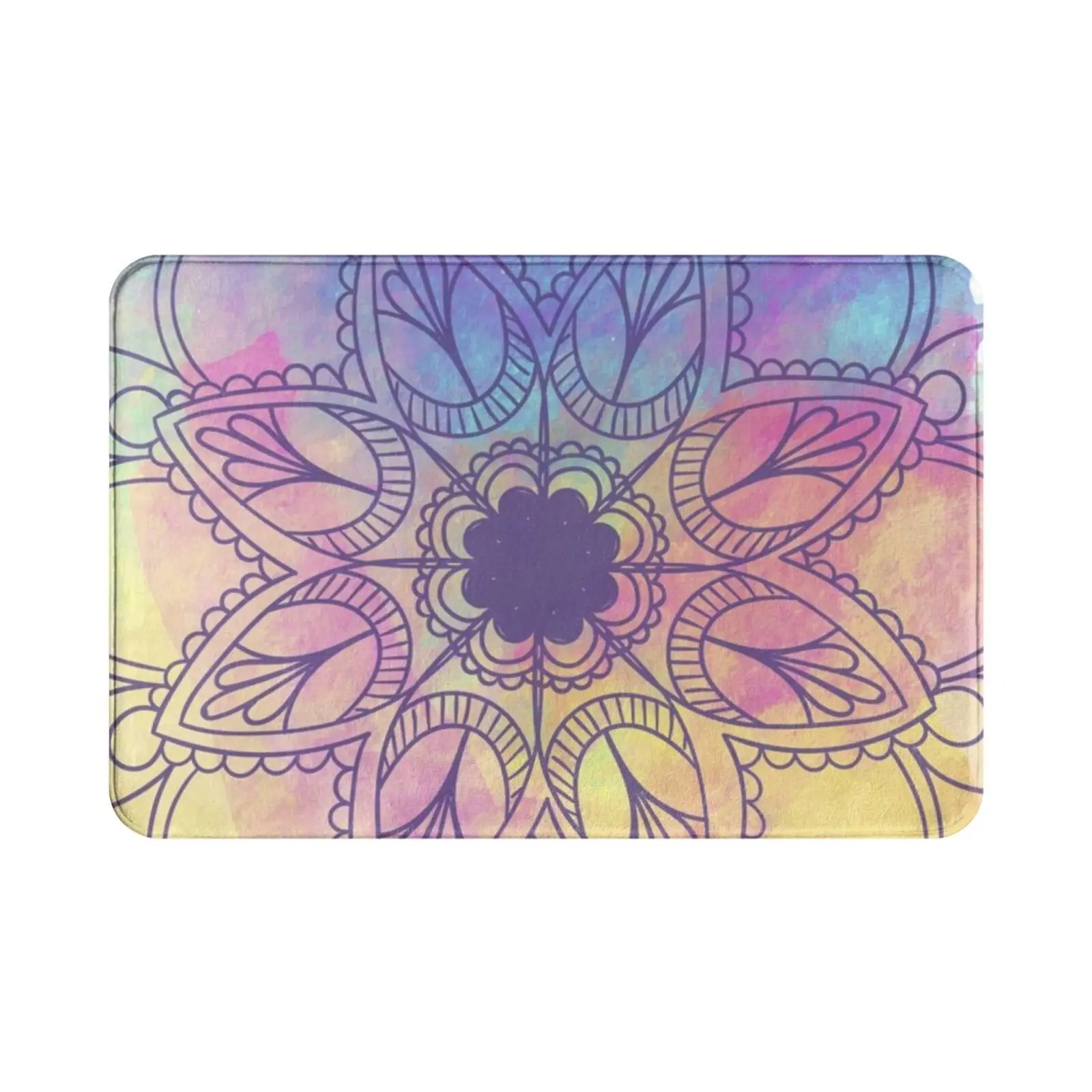 Watercolor Colorful Mandala Carpet Mat Rug Cushion Soft Watercolor Mandala Yogi Buddhism Peace Relax Om Colors