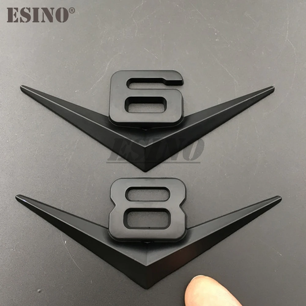 3D V6 V8 Pattern Car Metal Alloy Trunk Fender Adhensive Badge Body Tailgate Displaceme Emblem For Volkswagen Touareg Phaeton