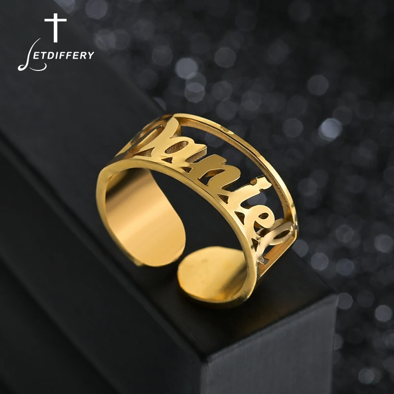 

Letdiffery 8mm Custom Name Ring for Men Cool Stainless Steel Personlized Jewelry for Birthday Gift 6mm Women Ring Gifts