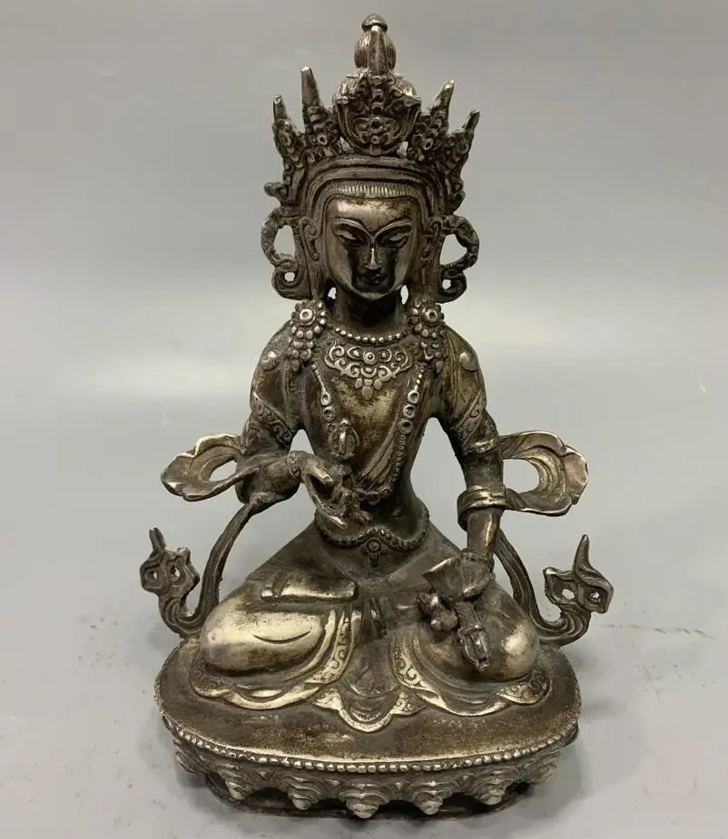 

Archaize White copper Tibetan Buddha crafts statue