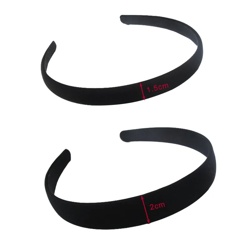 Diademas anchas simples para el cabello, accesorios para el cabello semiacabados, color negro, 4 piezas, 1,5 2 2,5 3 4cm