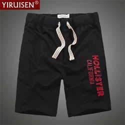 YiRuiSen-Shorts masculinos bordados Vintage, 100% algodão, marca de roupa masculina, calças de basquete, qualidade superior, verão