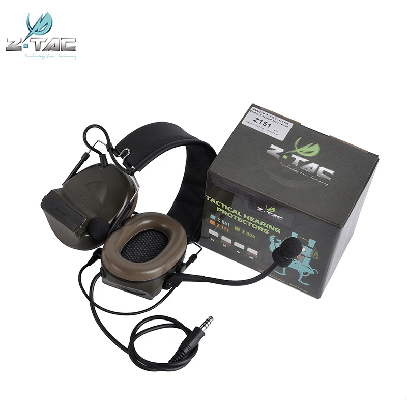 New Z-Tactical Z-TAC Softair Comtac II zPeltor Headphone No Noise Reduction Function with U94 PTT Push To Talk Headset Adapter