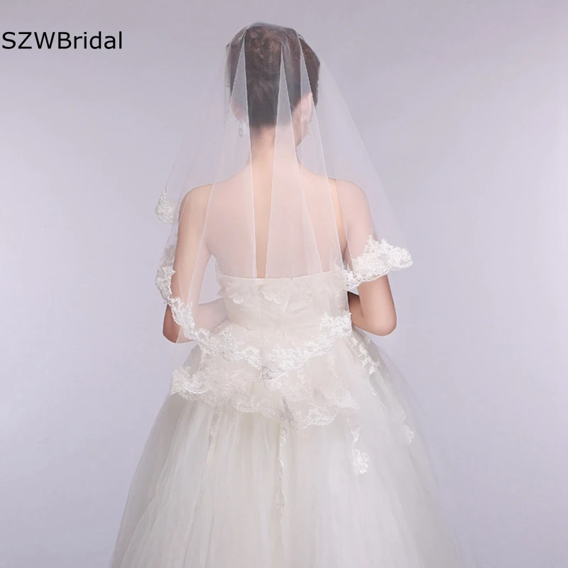 

Ivory Wedding Veils Without Comb Lace Edge Bride Wedding accessories Boda velos de novia Bridal Veil Long