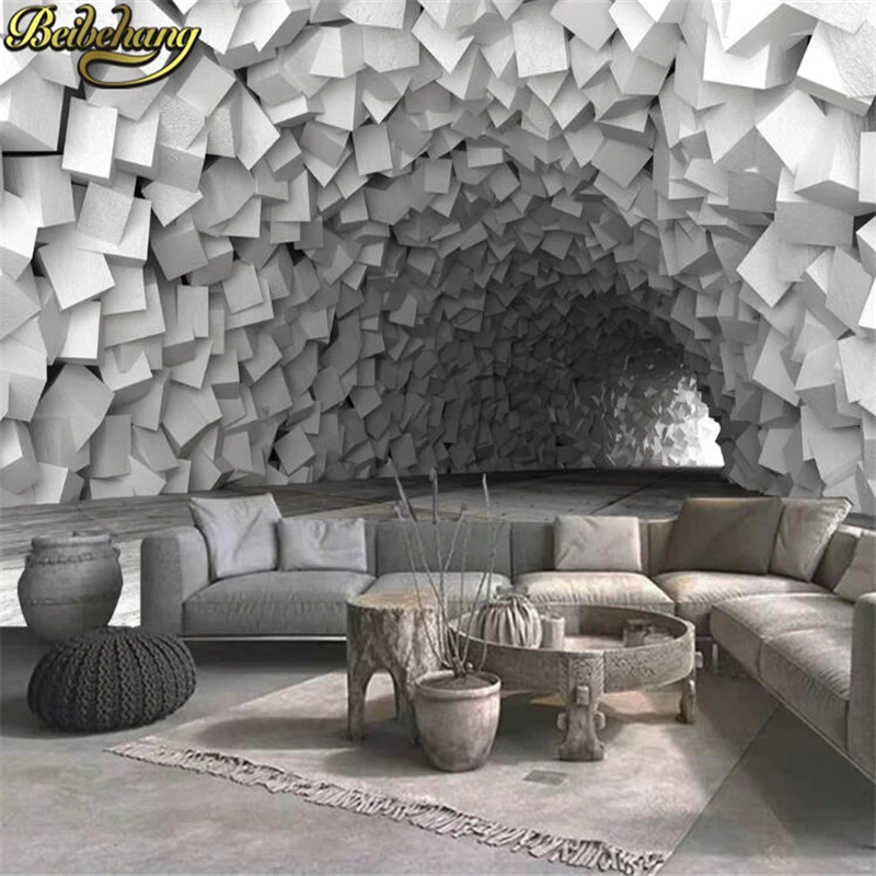 custom papel de parede 3D Geometric tunnel Mural Photo 3D Wallpaper Mural Wall Paper Bedroom Wall home Decor bedroom decoration