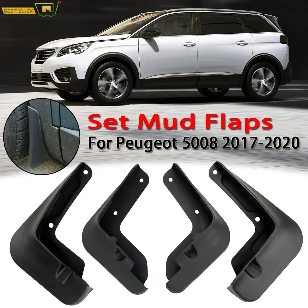 Front Rear Mud Flaps For Peugeot 5008 Mk2 2 2017 2018 2019 Mudflaps Splash Guards Flap Mudguards OE Number 1615101680 1615102480