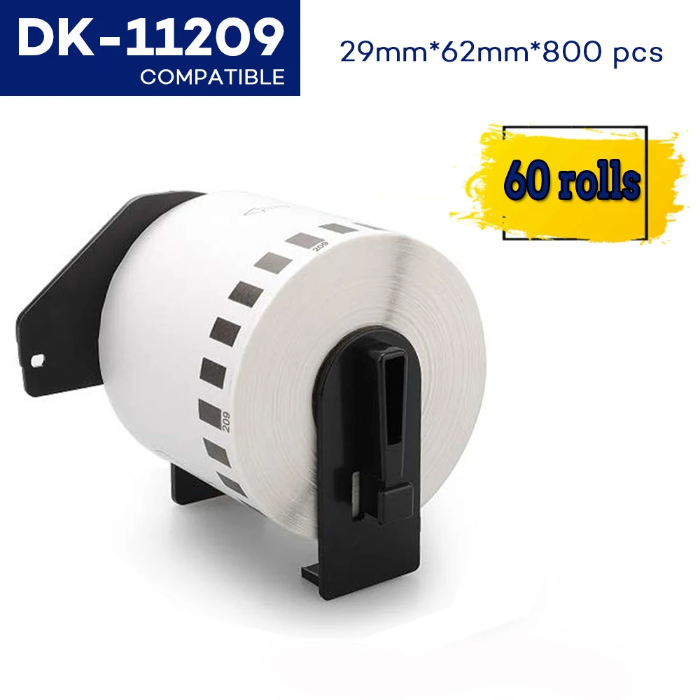 

29mm*62mm*800 pcs White Compatible Thermal Paper DK11209 DK-11209 DK 11209 Compatible for Brother QL Label Printer QL-500 QL-550