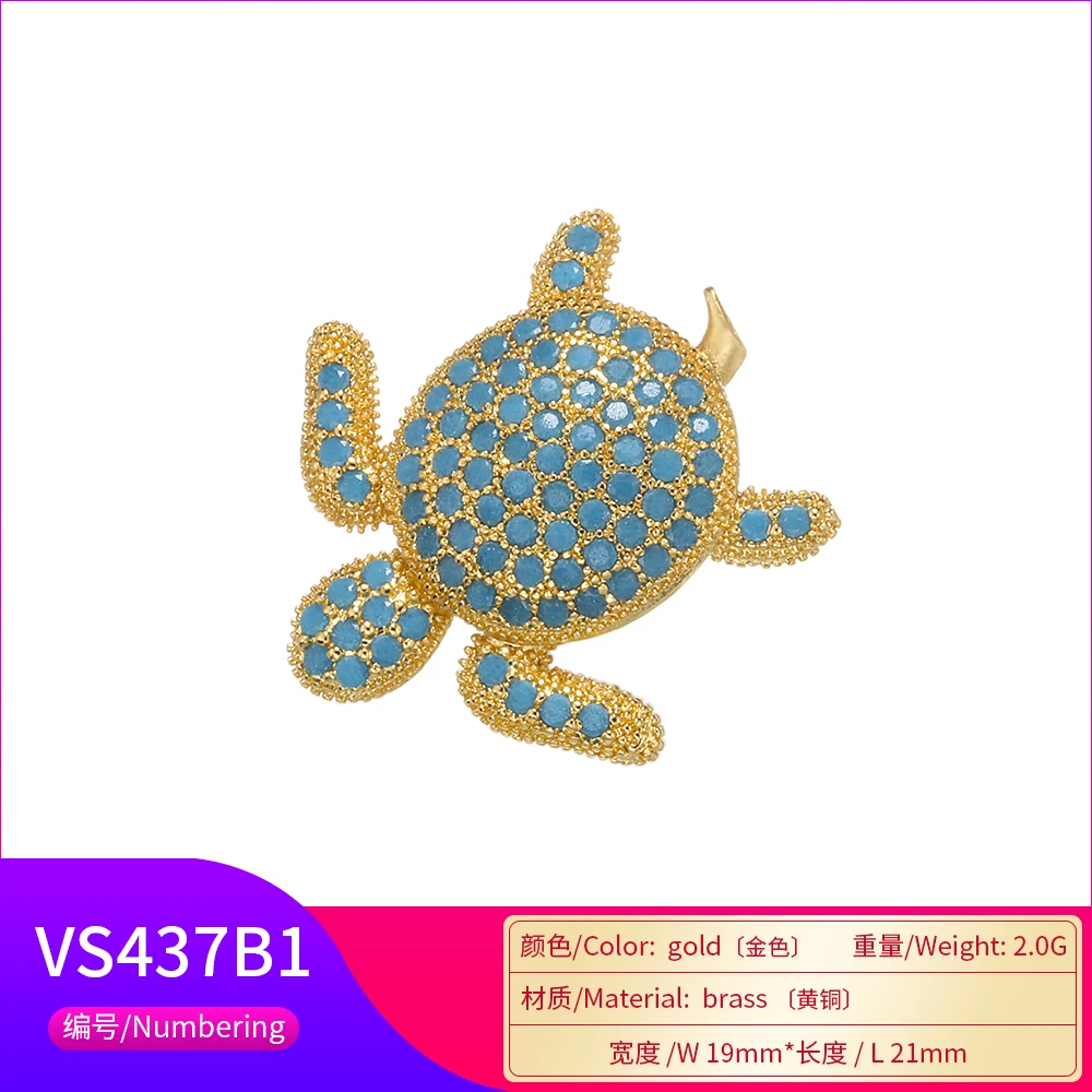 ZHUKOU 19x21mm Crystal Small Animal Turtle Connector for Women DIY Handmade Bracelet Necklace Jewelry Accessories model:VS437