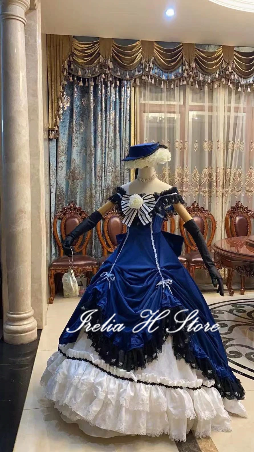 Irelia H Store Ciel Black Butler bluebird Ciel Phantomhive Cosplay Costume Blue Dresses Party dress