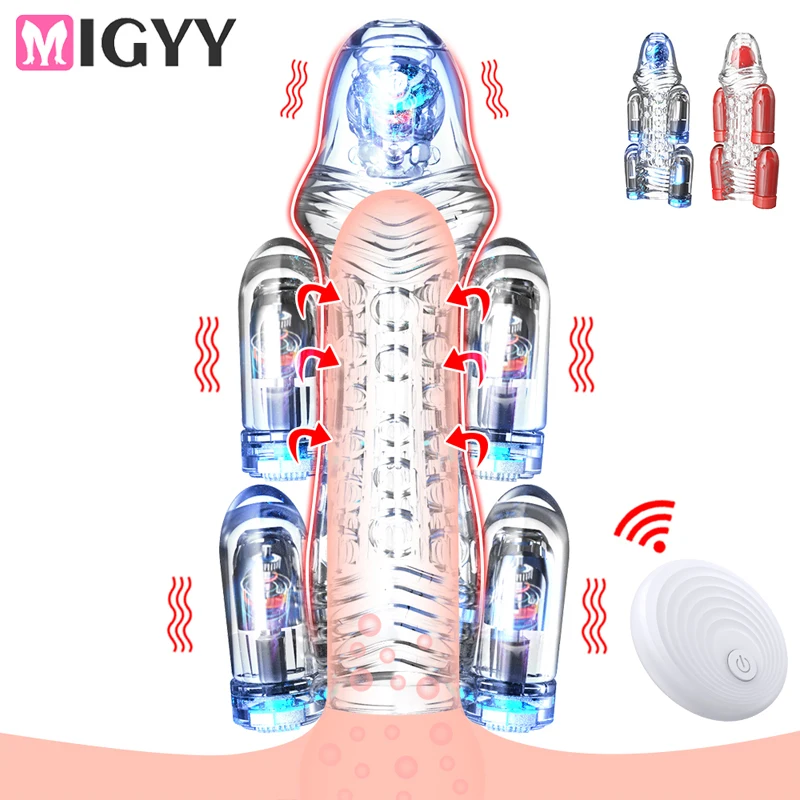 Vibrating Penis Glans Massager Vibrator 10 Modes Vibration Penis Trainer Delay Ejaculation Reduce Sensitivity Male Masturbator