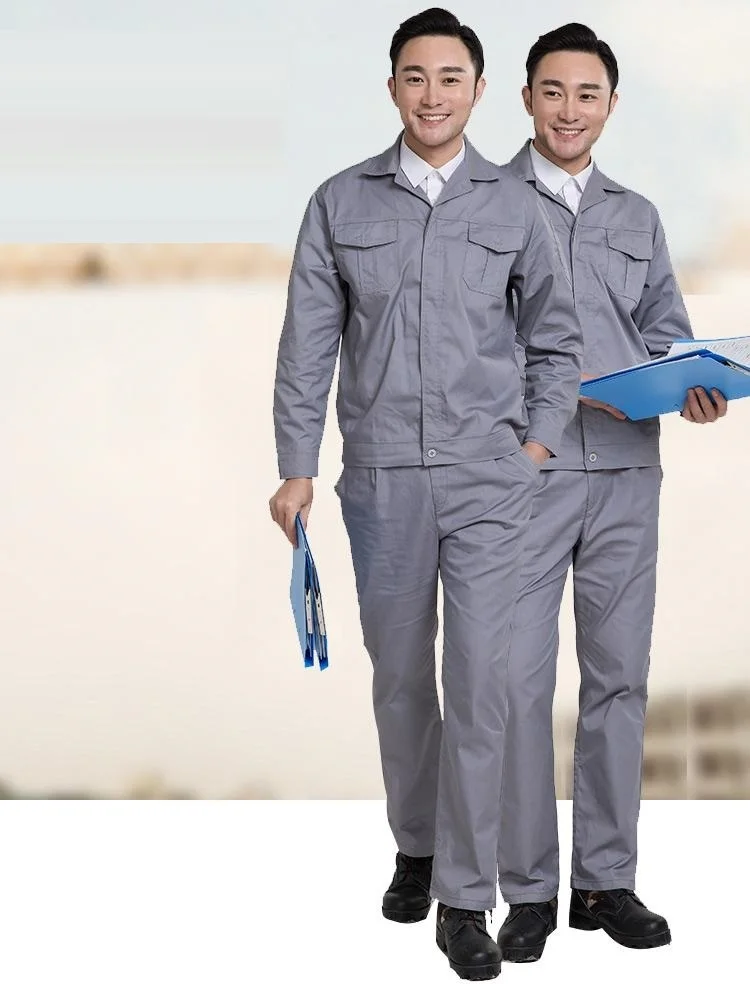 Zomerkleding voor werknemers Ademende overall Katoen Veiligheid Slijtvaste kraagvorm Effen kleur Dunne uniformen Tops + broek