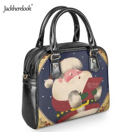 

Jackherelook Cute Santa Claus Christmas Women Handbag PU Leather Crossbody Bag Female Luxury Messenger Bag Purse Bolsos Mujer