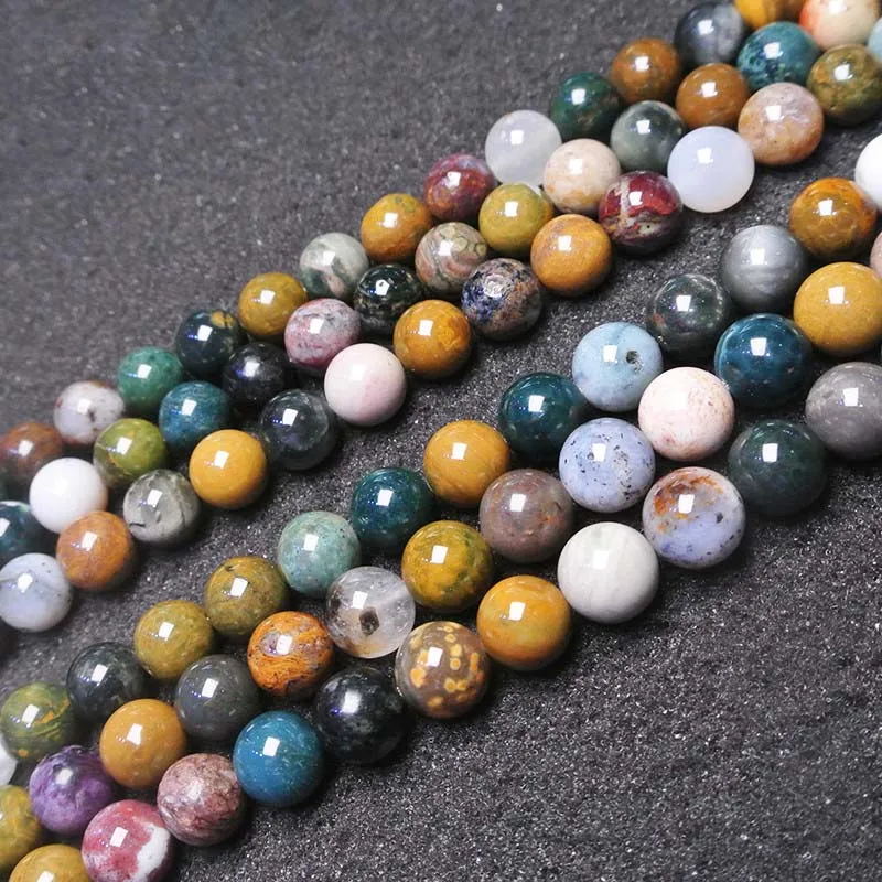 2 strands Natural Stone Marine Agates Round Beads 6/8/10mm Loose Beads