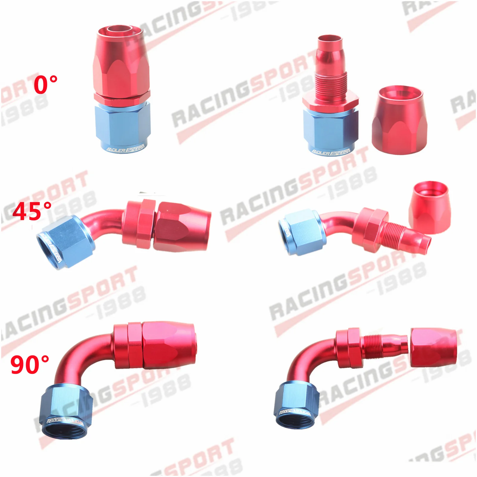 AN4/AN6/AN8/AN10/AN16/AN20 Straight 0°/45°/90° Degree Aluminum Swivel Hose End Fitting Adapter Oil Fuel Line NPT PLUG Wholesale