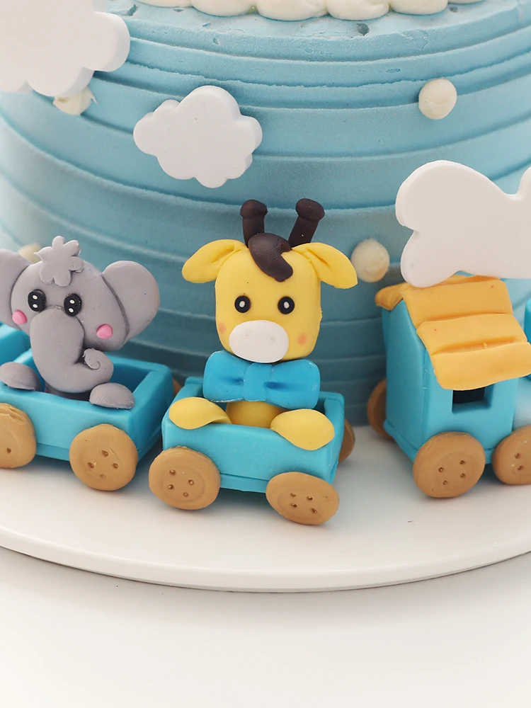 Animal Train 1 Cake Topper Kids 1st Birthday Party Decoration Boy Prince One Year Old First Birthday Cupcake Cake Toppers image 5