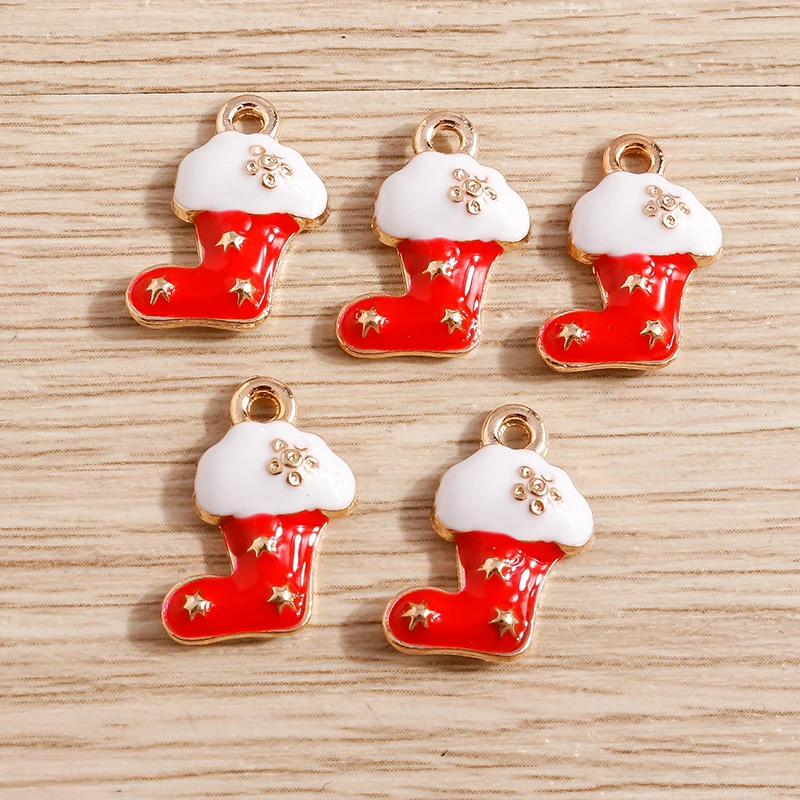 10 Stück Emaille Charms Weihnachten Charms für Schmuckherstellung Tier Hirsch Weihnachtsmann Baum Glocke Charms Anhänger für DIY Halsketten Geschenk – Detail 39