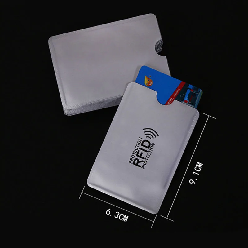 500 chiếc Bạc Chống Quét RFID Tay Bảo Vệ Tín Dụng CHỨNG MINH THƯ Viền Nhôm Giá Đỡ Chống Quét Thẻ Tay