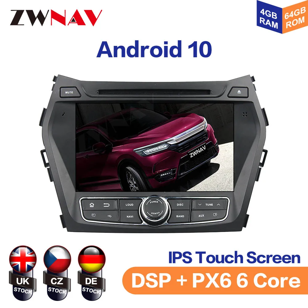 

Car DVD Player Android 10PX5/PX6 4GB GPS Navigation For Hyundai IX45 2014-2018 Auto Radio Stereo Head Unit Multimedia Player DSP