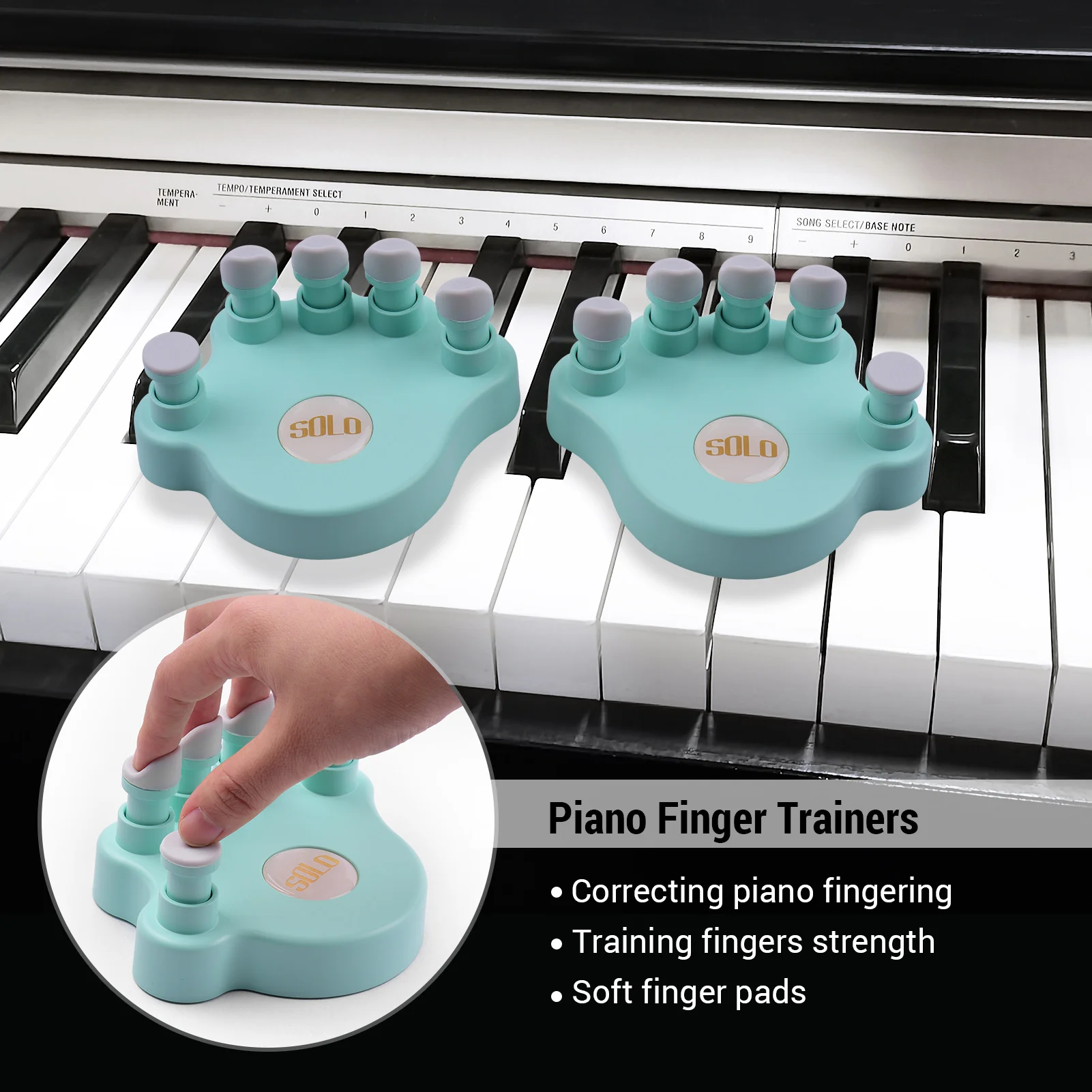 Entrenadores de dedos de Piano para principiantes, herramientas de entrenamiento de fuerza, correctores de dedos, almohadillas suaves, teclado de Piano