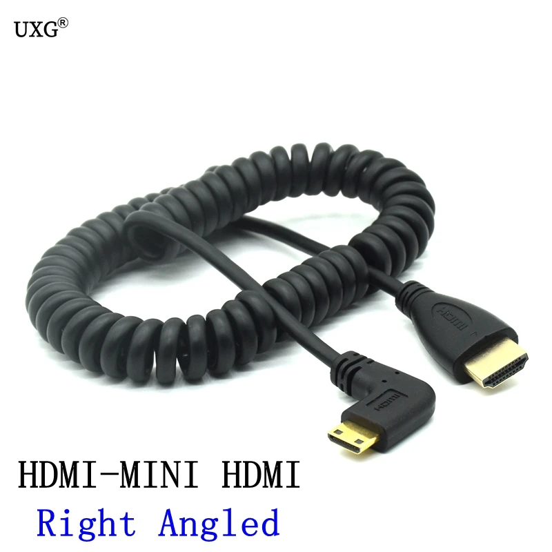 HD-to Right Left Up Down Angle Mini HD Micro HDMI-compatible Male To Male Stretch Spring Curl Flexible Cable V1.4 DSLR 0.5M/1.8M