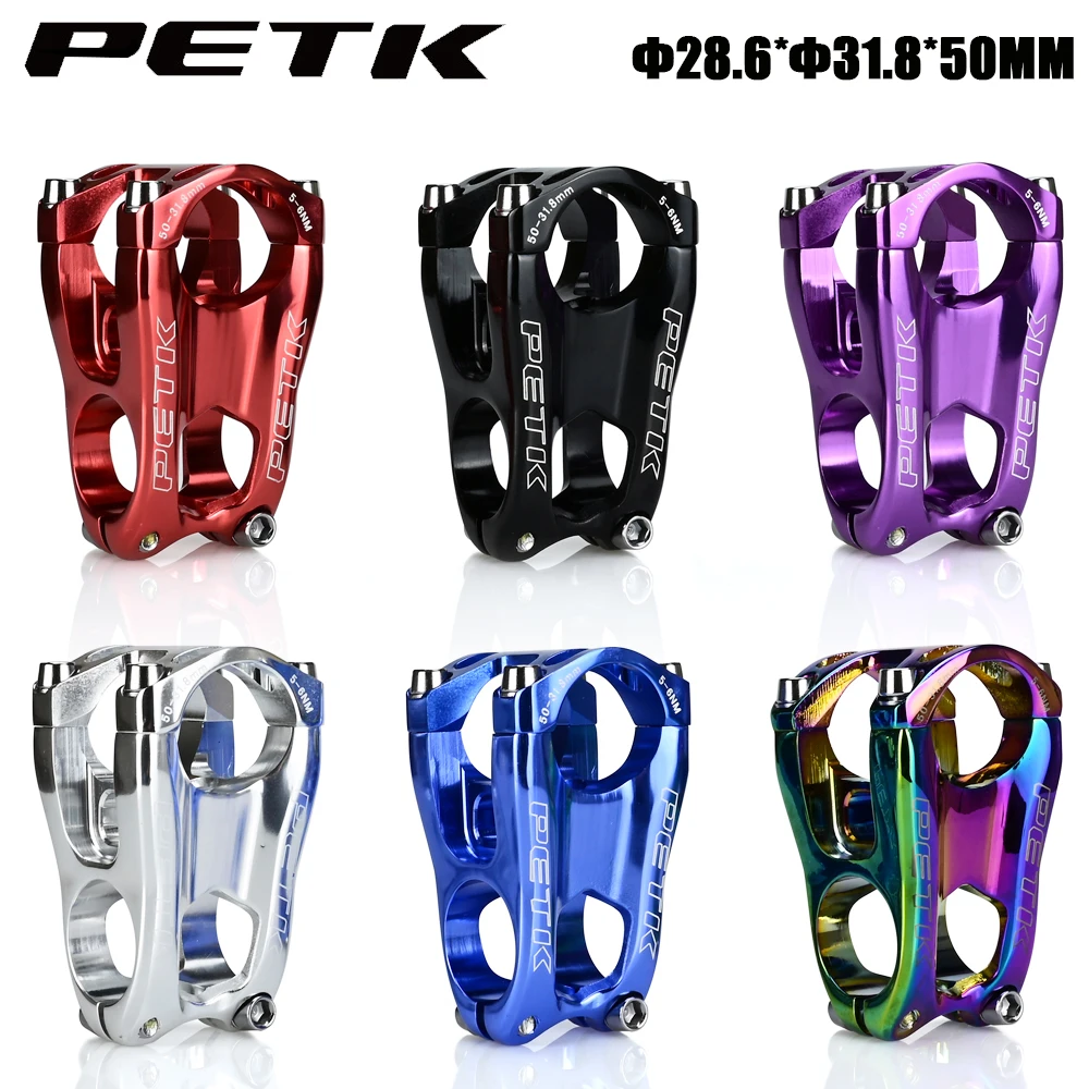 PETK CNC Mountain Bike Riser Ultra Light Hollow Out Bicycle Short Stem 0 Degrees 31.8 * 50mm Bicycle Refitting Parts