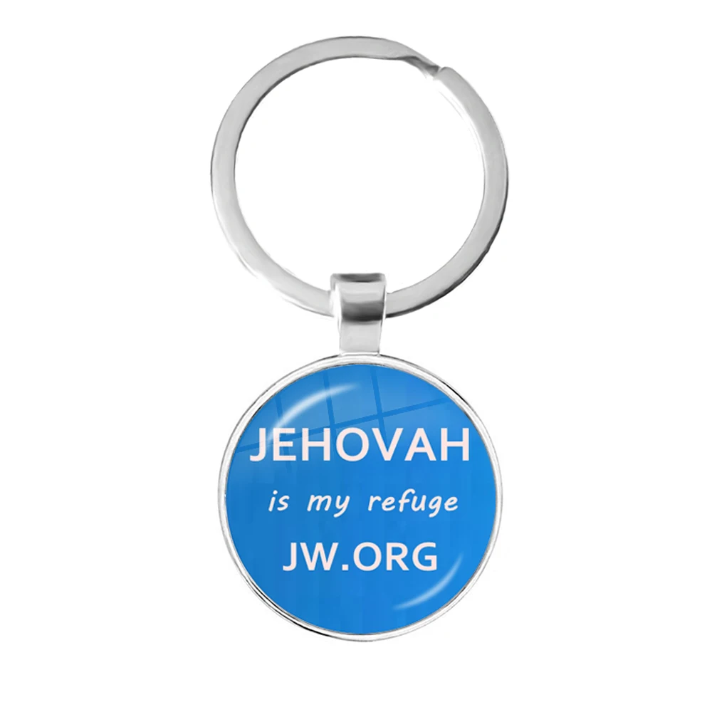 Jehovah Is My Refuge JW.ORG Keychain 25mm Glass Cabochon Silver-plated Key Rings Holder Catholic Believers Jewelry For Gift