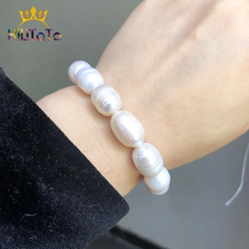 11-12mm Natural White Freshwater Pearl Beads Oval Shape Pearls Spacer Beads For Jewelry Making DIY Bracelet Accessories 15\'\'