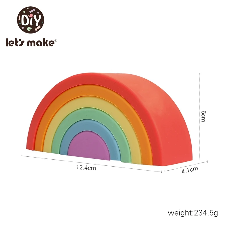 Let's Make Rainbow Baby Stacking Toys Education Blocks Block Cute Montessori Creative Blocks BPA Free Food Grade Silicone Toy