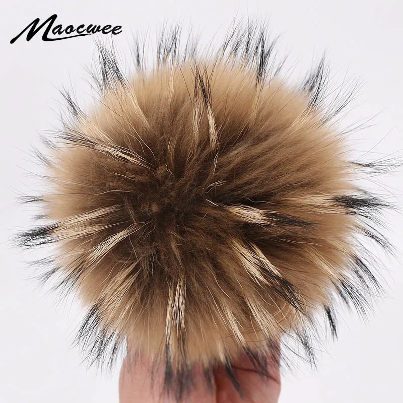 

15cm Natural Animal Hairball Hat Ball Pom Pom Handmade DIY Really Raccoon Large Hair Ball Wholesale Hat PomPom With Buckle