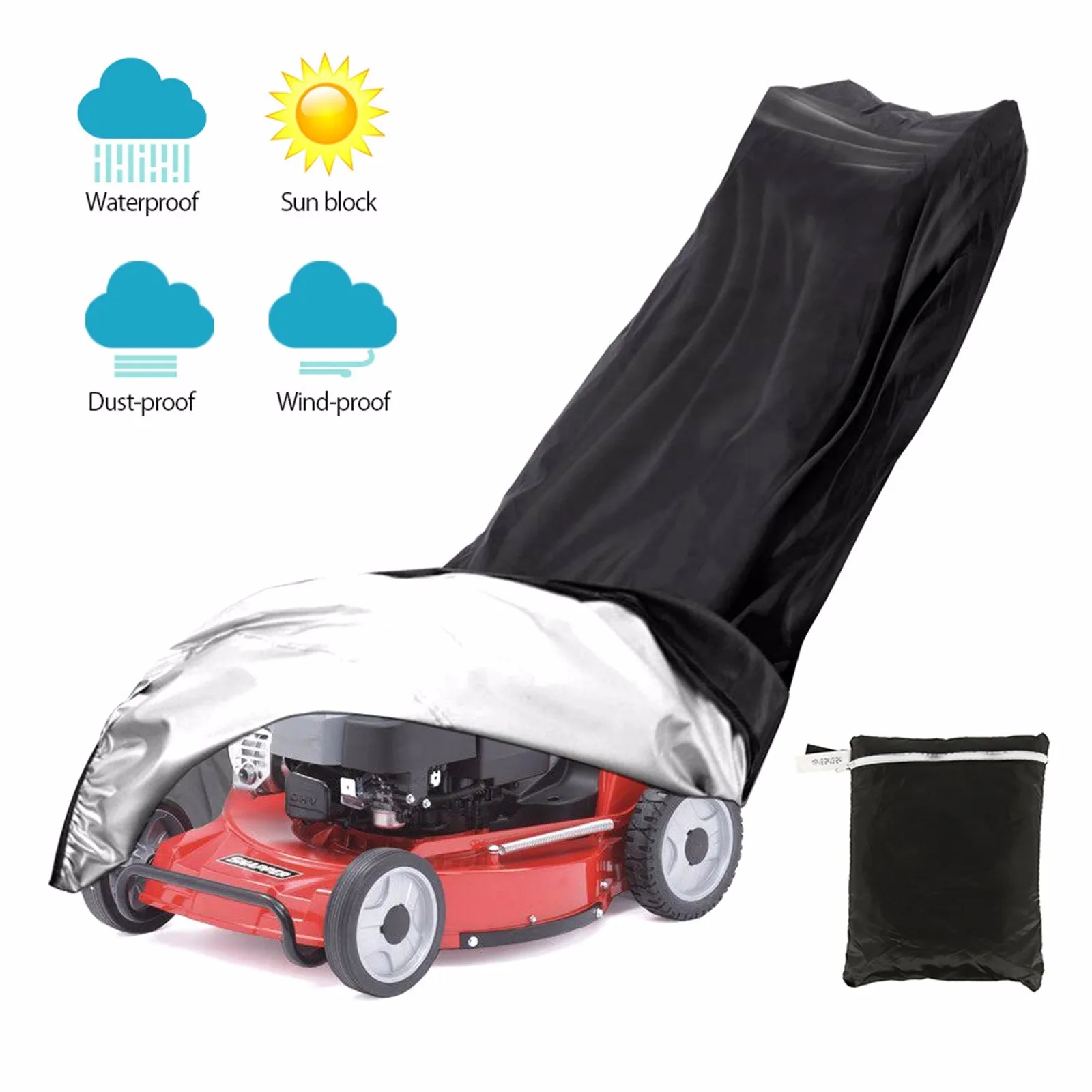 Lawn Mower Cover 210D Upgrade Premium Heavy Duty Oxford Push Mower Cover With Dustproof&Waterproof , Bag For Universal Fit Size