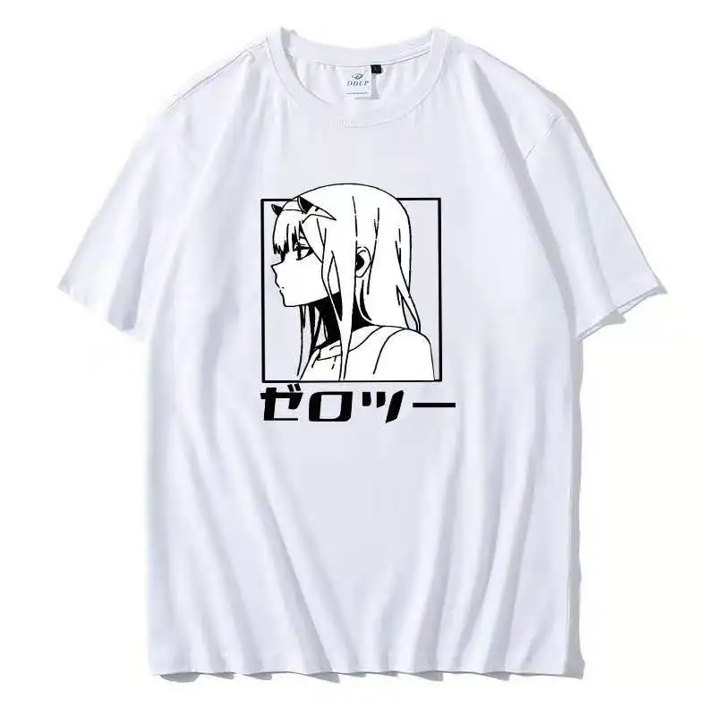 Darling in the franxx anime Harajuku Zero TWO Beautiful girl print T shirt men tops loose summer short-sleeve chic male T-shirt