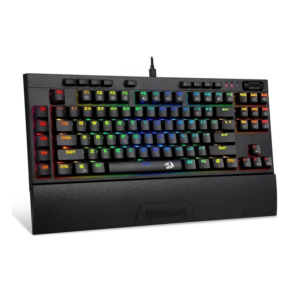 Redragon-Teclado mecánico Broadsword K588 RGB con cable USB, interruptor azul de 102 teclas, PC, Notebook, Gamer