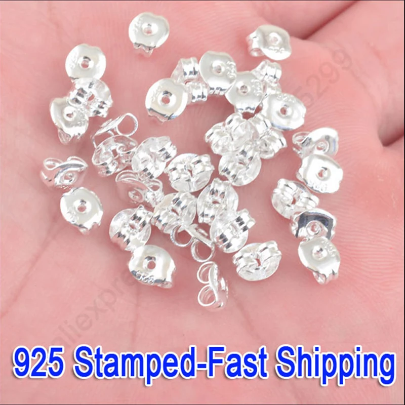 High Quality 3X5MM 200PCS/Lot Pure 925 Sterling Silver Jewelry Findings Back Stopper For Stud Pin Jewelry Settings 925 Stamped